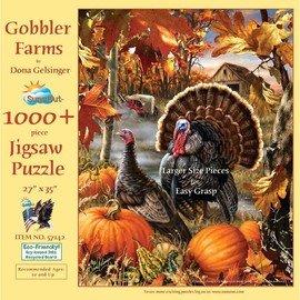 SUNSOUT INC - Gobbler Farms - 1000 pc Large Pieces Jigsaw Puzzle by Artist: Dona Gelsinger - Finished Size 27" x 35" Thanksgiving - MPN# 57142