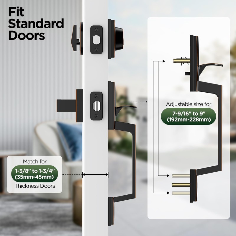 MAXECURITY Bronze Front Door Lock Set, Modern Exterior Door Handle