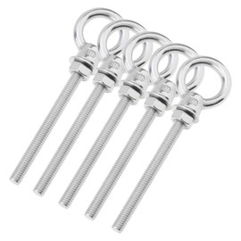 Smgda 5 Pack M6 Eye Bolt, 1/4"x 2.4" 316 Stainless Steel Marine Grade Threaded Eyebolts, Lifting Ring Threaded Eyebolts with Nuts Washers, Shoulder Eye Bolt