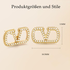 V Earrings Golden Earrings Women's Sterling Silver Earrings Hypoallergenic Gold-Plated Earrings Letter V Geometric Drop Earrings Gold Hanging Dupes Jewellery Gifts for Women Valentine's Day, Yellow