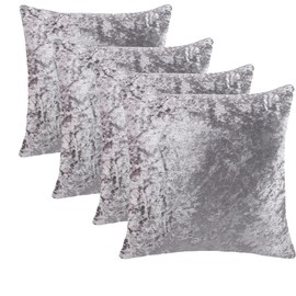 RKAAS HOME Super Soft Decorative Luxurious Crushed Ice Velvet Square Cushion Cover for Living Room Sofa Couch Bed 55cm x 55cm 22x22 Inches (Pack of 4 - Silver Grey)