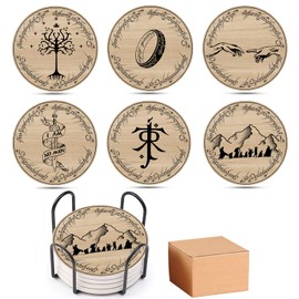 Cup Holder Coaster 6 Pack- Absorbent Cork Ring Coasters New Cup Holder Coaster with Cork Base and Finger Notch Decal Decor Accessories for Women Men.