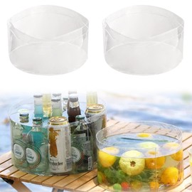 ZTFT Folding Bucket, Set of 2, Transparent Washbasin, Lightweight, Foldable, for Outdoors, Camping, Travel, PVC Material, 11.8 x 11.8 x 6.7 inches (30 x 30 x 17 cm), 0.7 oz (20 g)