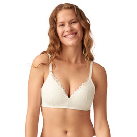 Naturana Adjustable Straps Soft Bra with High-Cut Side Panels for Support and Ease | Non-Wired Comfort for Women of All Ages and Sizes - 34 Ecru B