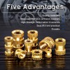 Glarks 370Pcs M2 M3 M4 M5 Female Thread Knurled Brass