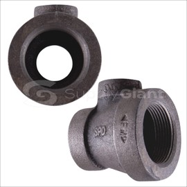 Supply Giant CU4341H 2" x 1-1/2" x 1-1/4" Cast Iron Threaded Reducing Tee for Industrial Piping or DIY Projects with Black Finish