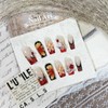 IMRAIN Handmade Press on Nails Square Long Fake Nails Orange