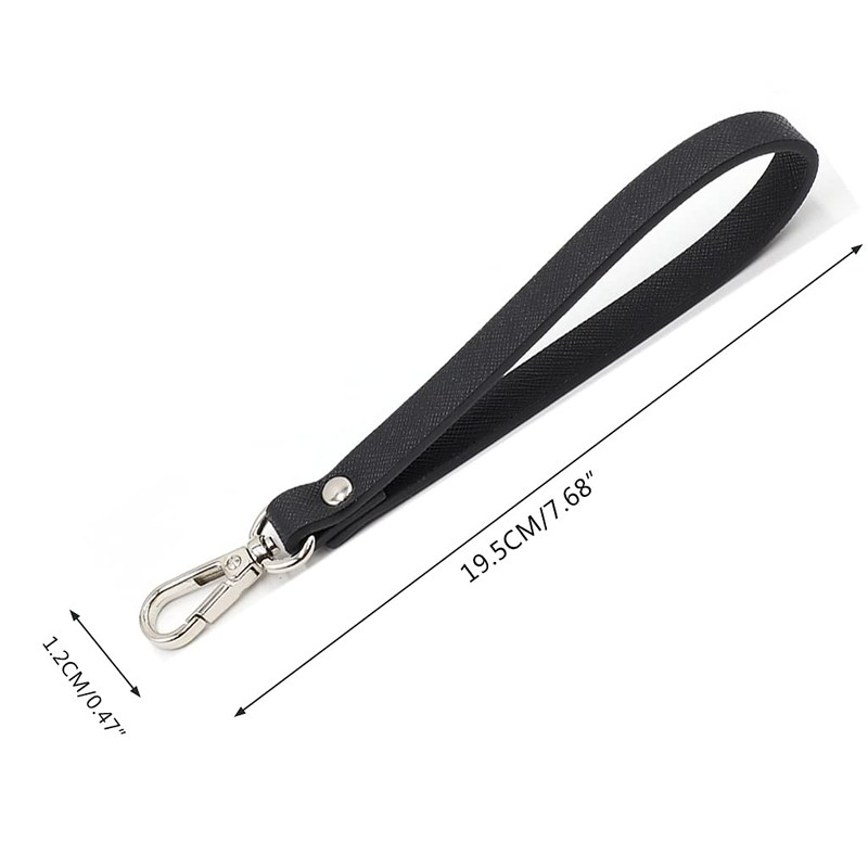 PHILSP Black Faux Leather Hand Strap for DIY Bag Replacement