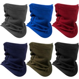 6 Pieces Winter Fleece Neck Gaiter Warmer Face Covering Windproof Half Balaclava Neck Scarf for Cold Weather Skiing Cycling Outdoor Sports