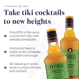 Liber & Co. Pineapple Gum Syrup (12.7 oz) - Craft Cocktail Mixer with 60% Pineapple Juice, Pure Cane Sugar & Gum Arabic - Essential for Pisco Punch, Jungle Birds & Tiki Cocktails