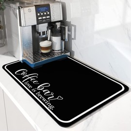 Coffee Bar Mat Rubber Dish Drying Mat For Kitchen Counter Coffee Mat for Home Bar Gift Kitchen Mat Coffee Bar Accessories Decorative Coffee Shop Chocolate Dish Drying Pad 18"X 24"