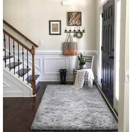 Calore - Alfombra Salon Grandes Shaggy Antideslizante Super Suave Pelo Largo Fluffy Alfombra Adecuado para la Decoración de Salas de Estar y Dormitorios Alfombras (Gris Blanco, 80x120CM)