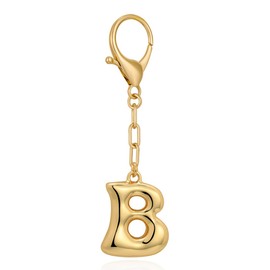 LILIE&WHITE Gold Keychain For Women With Letter Charm Gold Bag Charm Handbag Key Pendant Fashion Alphabet B Keychain Accessories Charms Gift Bubble Initial Keychain