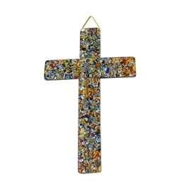Murano Glass Cross Approx. 14.5 x 9 cm Multi-Coloured