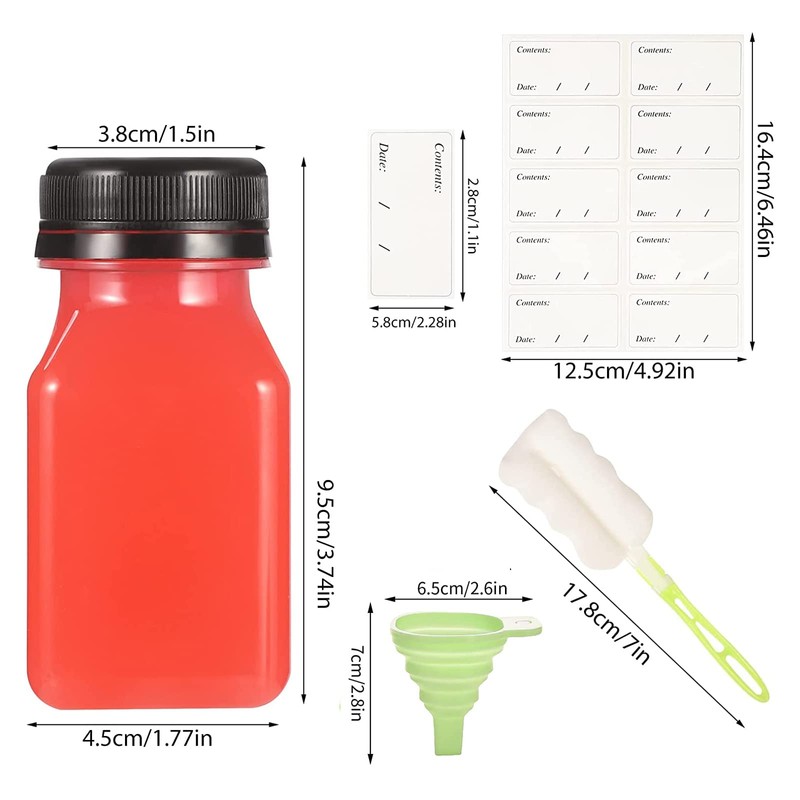 Yoosso 20 Pack 4oz/120ml Plastic Juice Bottles with Pouring Funnel