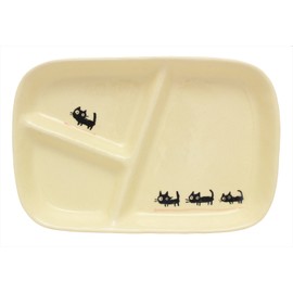 窯元 sousen Lunch Plate Pink 22 cm Seto Ware Black Cat Pattern