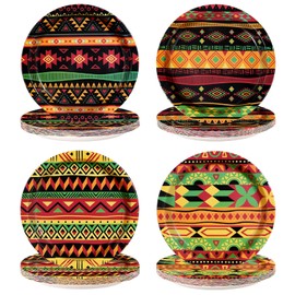 60Pcs Traditional African Tribal Paper Plates 9" Heavy Duty Paper Plates