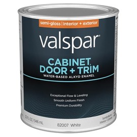 Valspar 82007 White Base Cabinet, Door & Trim Interior and Exterior Oil Enriched Enamel, Semi-Gloss, 1 Quart