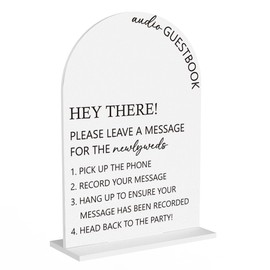 Audio Guest Book Sign, Wedding Engagement Bridal Shower Decor for Ceremony Party Reception Table Desk Decor Acrylic Sign