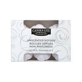 Candle lite 1601595 White Unscented Votives 6 Count