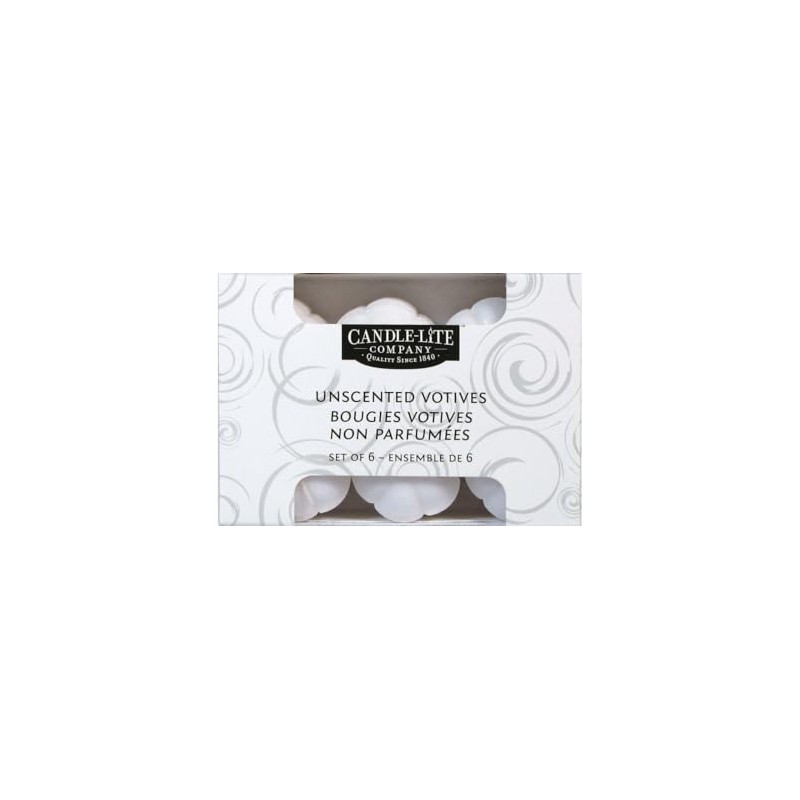 Candle lite 1601595 White Unscented Votives 6 Count