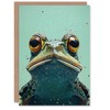 Artery8 Greeting Card American Bullfrog Macro Portrait Fun Modern Blank