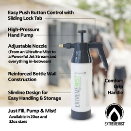 ExtremeMIST Water Based Fly Sprays High-Performance Equine Mister, Handheld Pump Sprayer, Portable Stable Sprayer Bottle for Horses, Continuous Hi-Pressure Ultra-Fine Mist, for Horse Grooming, 32 Oz