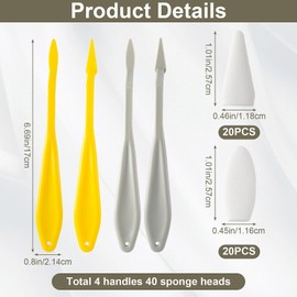 HINZIC 2 Sets 44pcs Sketch Drawing Tools, Paper Art Blending Blenders Stumps Sketch Trimmer Erase Sponge Wiper Pencils for Students Artist Charcoal Painting Brush(Gray, Yellow)