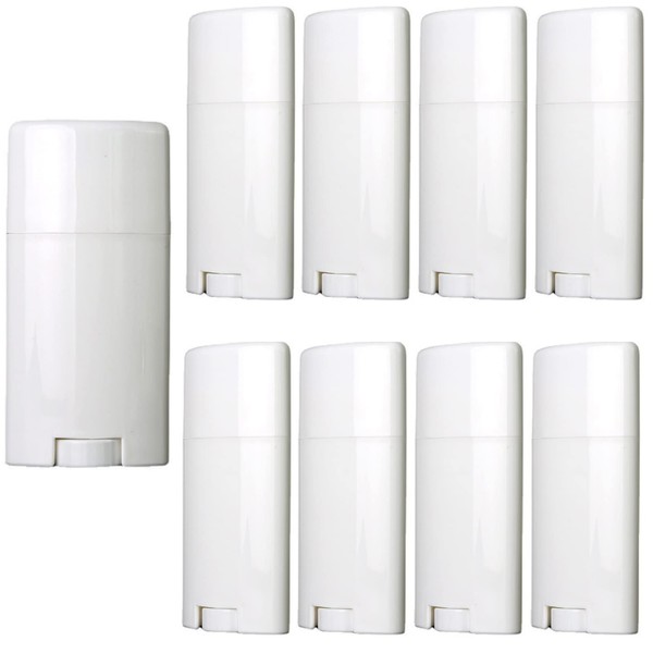 Minsily - Paquete de 10 recipientes de desodorante vacíos de 75 ml, de plástico, para bálsamo labial ovalado, de 75 ml, para desodorantes, lápices labiales, lápices labiales, tubos de plástico, para desodorantes