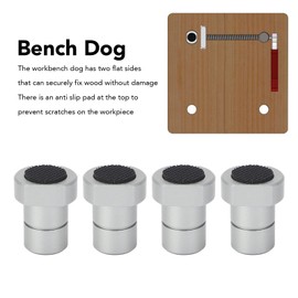 4 Pcs Bench Dog, 20mm Aluminum Alloy Workbench Dog Stop with Non Slip Pad for MFT Table, Woodworking Clamping and Fixing
