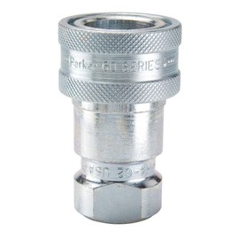 Parker Hannifin H2-62 Series 60 Steel Multi-Purpose Quick Coupler with Female Pipe Thread, ISO 7241 Series B Interchange, Poppet Valve, 1/4" Body Size, 1/4"-18 NPTF Thread, 2.26" Length