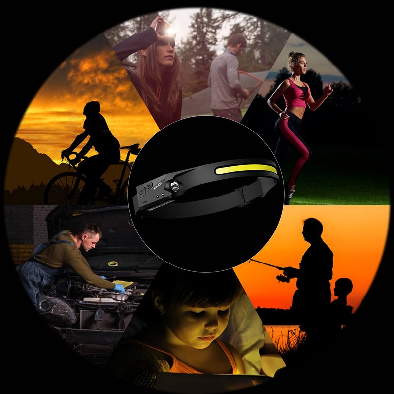 LED Headlamp Rechargeable Flashlight, 2-Pack 230° Wide Beam Headlight with