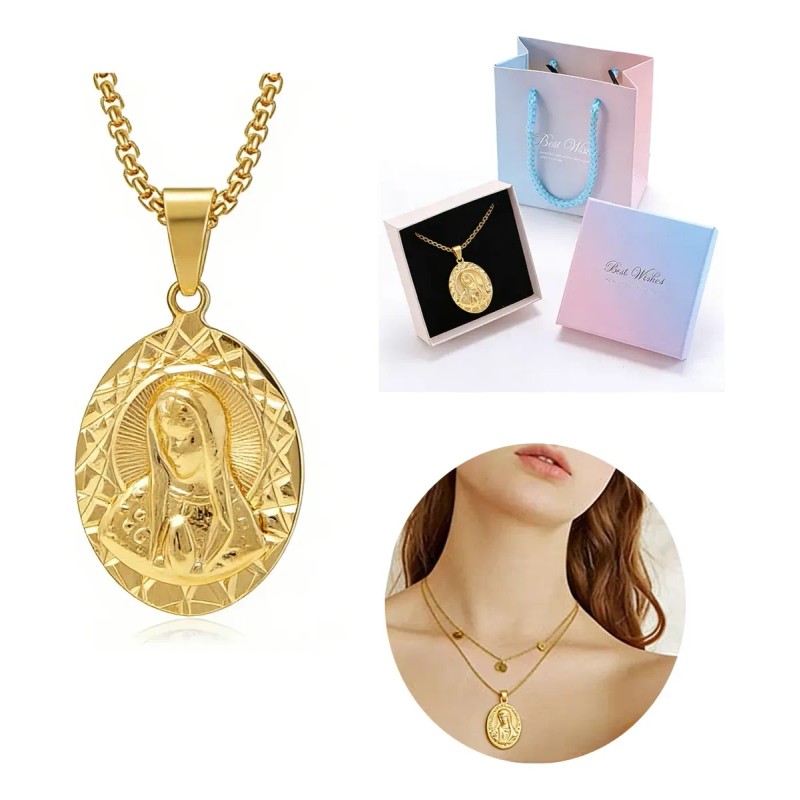 Sinyi - Collar Con Medalla De Virgen De Guadalupe Chapa