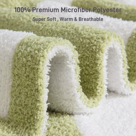 Damonsang Sage Green Throw Blanket Checkered, Super Soft Microfiber Knit Blanket Cozy Fluffy Blanket Cute Plush,Reversible Throw Blanket for Couch Bed Sofa -Sage Green/White, 50x60 Inches