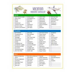 Vacation Packing List - Never Forget Essential Travel Items! Reusable Laminated & Double Sided - The Perfect Packing list for All Ages