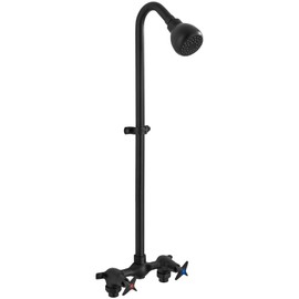 Aolemi Outdoor Shower Kit Fixtures Faucet System with High Pressure Showerhead 2-Handle Utility Exposed Shower with Brass Mix Valve 6 Inch Center Matte Black
