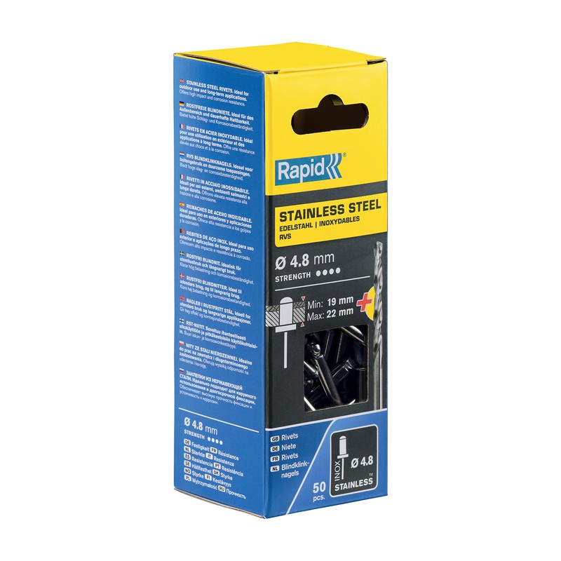 Rapid Rivets Stainless Steel Including Drill Bit, 4.8 x 25