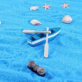 1Sets Mini Rowboat Mini Tiny Wooden Boat with Oars for Fairy Garden Kits for DIY Fairy Garden Dollhouse Decoration, Miniature Dollhouse Boat with Oars Canoe Model Dollhouse Accessories