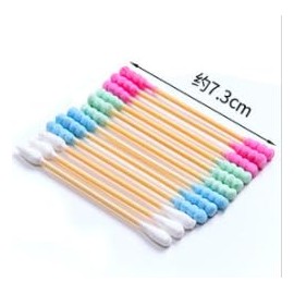 100 pcs Double Ended Cotton Wwabs Wood Tools Blackhead Extractor Tool Cleaning Ear Cotton Swab Ear Cotton Swabs Swab Sticks Ear Wax Absorbent Cotton Cosmetic Swabs Disposable (Pink)