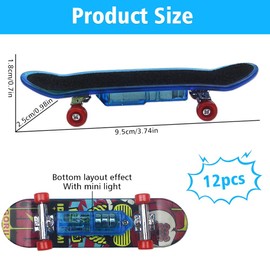 Joycabin Pack of 12 LED Finger Skateboard, Finger Skateboard Light Toy Children, Mini Finger Skateboards Set, Luminous Skateboard Toy for Children, Party Bag Filler, Children's Birthday Gifts