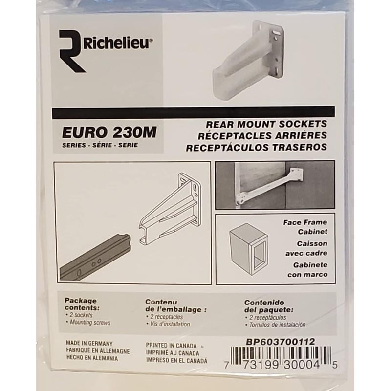 2-Pack White Drawer Slide Rear Socket Blum Euro Cabinet Drawer