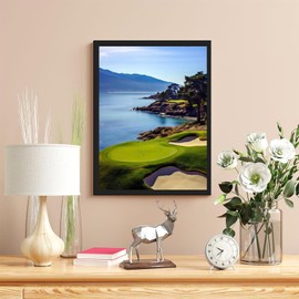 JXAVAXDE Beautiful Golf Course at Pebble Beach Diamond Painting Kits, Golf Diamond Painting, Full Round Diamond Art Kits, Home Wall Decor 12x16 inch