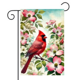 BlissYard Spring Cardinal Garden Flag 12×18 Inch Double Sided Red Bird Flower Yard Flag Decorations for Lawn Yard Outdoor Birdhouse Farmhouse Decor