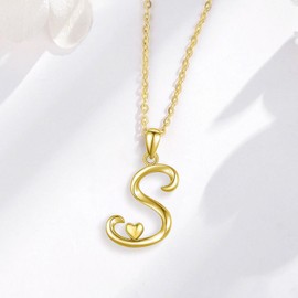 CELESTIA 13 Year Old Birthday Gifts Gold Initial M Necklaces for Women Teen Niece Sterling Silver Letter Name Pendant Monogram Heart Jewelry Mother's Valentine's Day-18 Inch