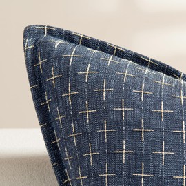 MIULEE Pack of 2 Decorative Burlap Linen Throw Pillow Covers Modern Farmhouse Pillowcase with Broad Edge Rustic Woven Textured Cushion Cover for Spring Sofa Couch Bed 20x20 Inch Blue