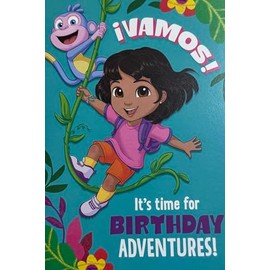 Heartline Dora Birthday Adventures Greeting Card with Boots Character, Vamos Theme, with Envelope