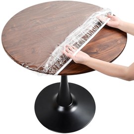 Transparent Round Tablecloth Weatherproof Garden Tablecloth Round with Elastic Band, Transparent TPU Plastic Tablecloths, Outdoor Tablecloth for Your Table (70 cm)