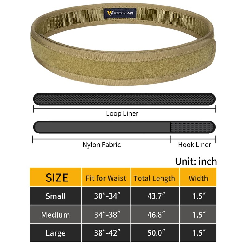 IDOGEAR Inner Belt for Duty Belt 1.5" Loop Liner Version