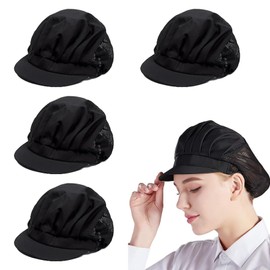 GMHLLES 4 PCS Chef Hats Adjustable Cooking Cap Half Mesh Half Cloth Catering Hats Breathable Waiter Caps Professional Bakers Hat Unisex Hair Cover Kitchen Cap for Women Men Baking Cooking (Black)