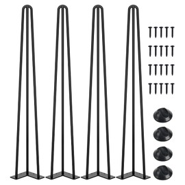 SMARTSTANDARD Hairpin Table Legs 32 Inch, 1/2'' 3 Solid Steel Rods, 900lbs Load Capacity, Mid-Century Style for Coffee Table, Side Table, Night Stand (Black, 4PCS)